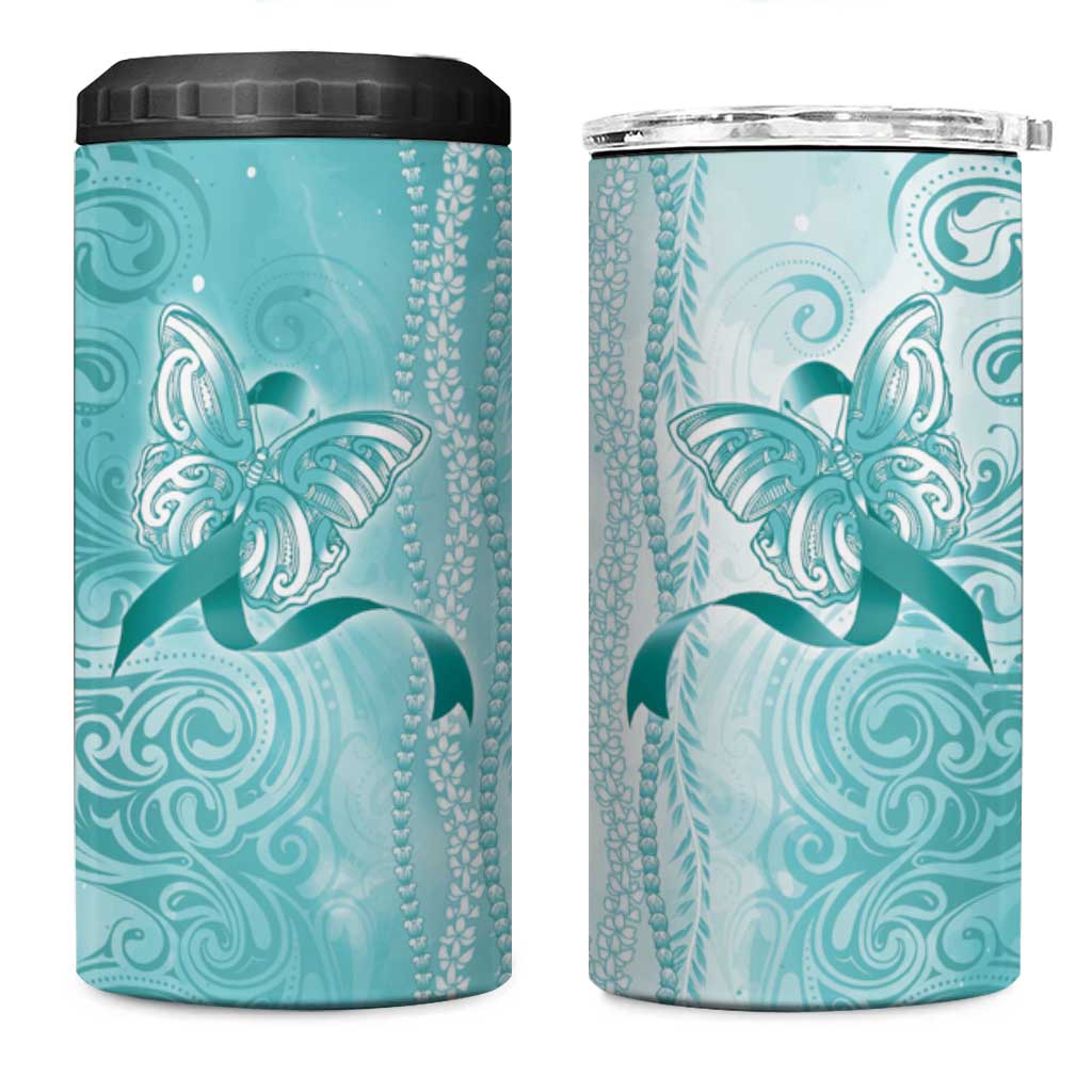 PTSD Awareness 4 in 1 Can Cooler Tumbler Maile Pikake Lokelani Crown Flower Lei Inspired LT9 One Size: 16 oz Teal - Polynesian Pride