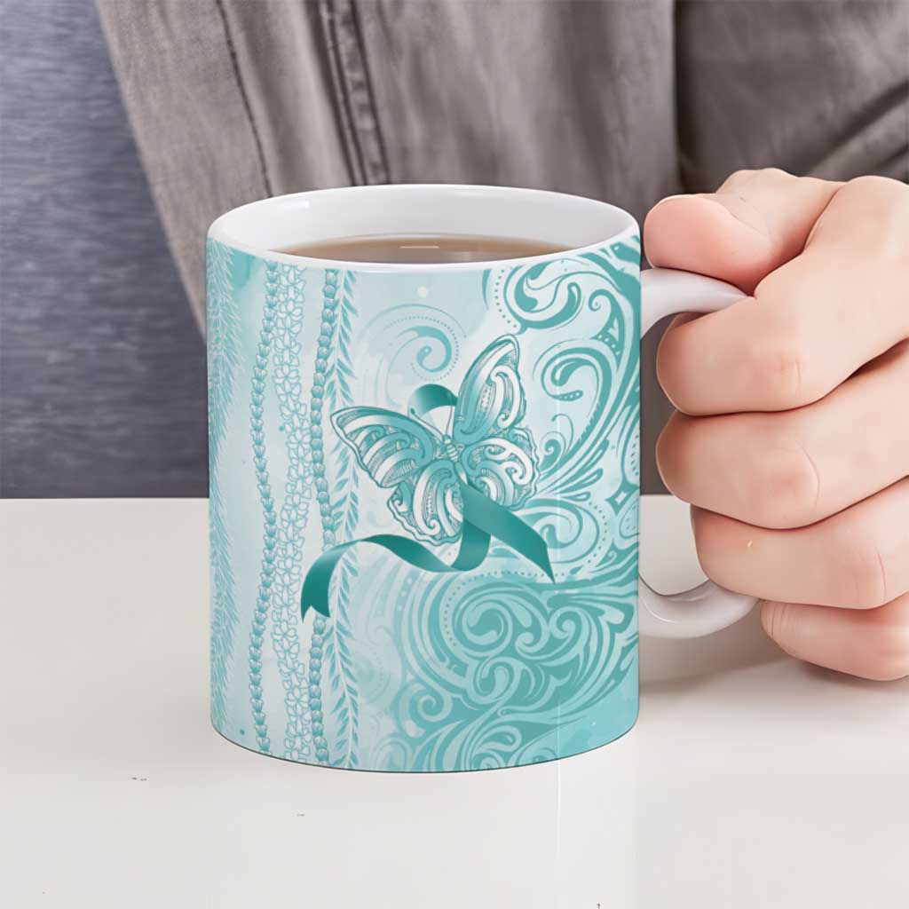 PTSD Awareness Ceramic Mug Maile Pikake Lokelani Crown Flower Lei Inspired