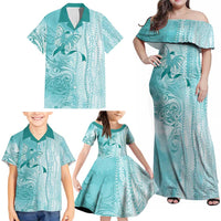 PTSD Awareness Family Matching Off Shoulder Maxi Dress and Hawaiian Shirt Maile Pikake Lokelani Crown Flower Lei Inspired LT9 - Polynesian Pride