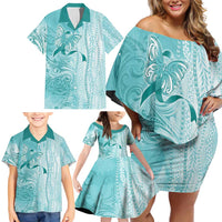 PTSD Awareness Family Matching Off Shoulder Short Dress and Hawaiian Shirt Maile Pikake Lokelani Crown Flower Lei Inspired
