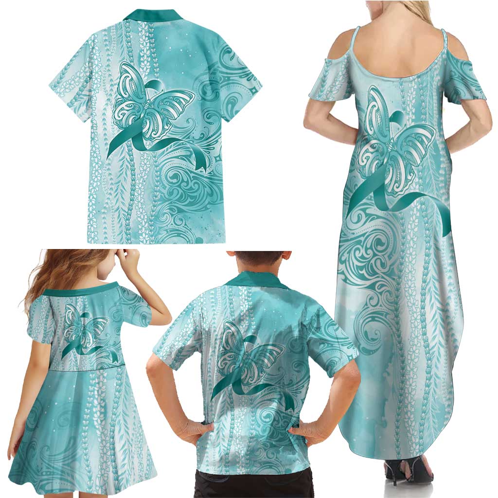 PTSD Awareness Family Matching Summer Maxi Dress and Hawaiian Shirt Maile Pikake Lokelani Crown Flower Lei Inspired