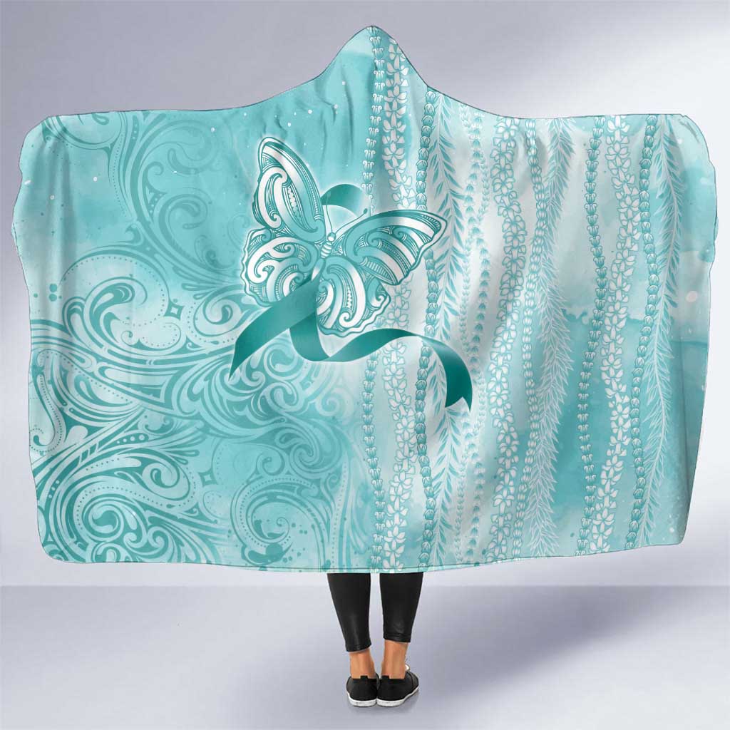PTSD Awareness Hooded Blanket Maile Pikake Lokelani Crown Flower Lei Inspired LT9 One Size Teal - Polynesian Pride