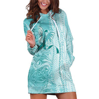 PTSD Awareness Hoodie Dress Maile Pikake Lokelani Crown Flower Lei Inspired LT9 Teal - Polynesian Pride