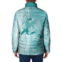 PTSD Awareness Padded Jacket Maile Pikake Lokelani Crown Flower Lei Inspired