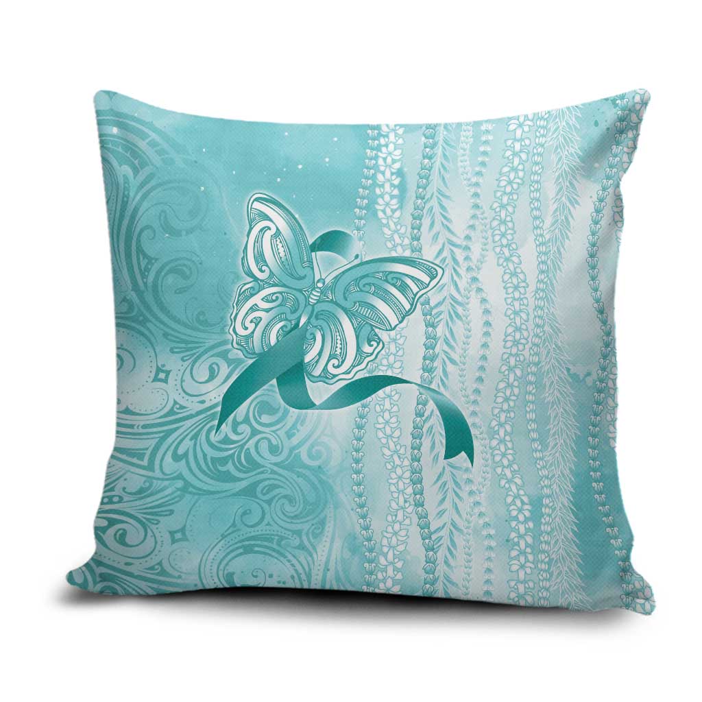 PTSD Awareness Pillow Cover Maile Pikake Lokelani Crown Flower Lei Inspired LT9 Teal - Polynesian Pride