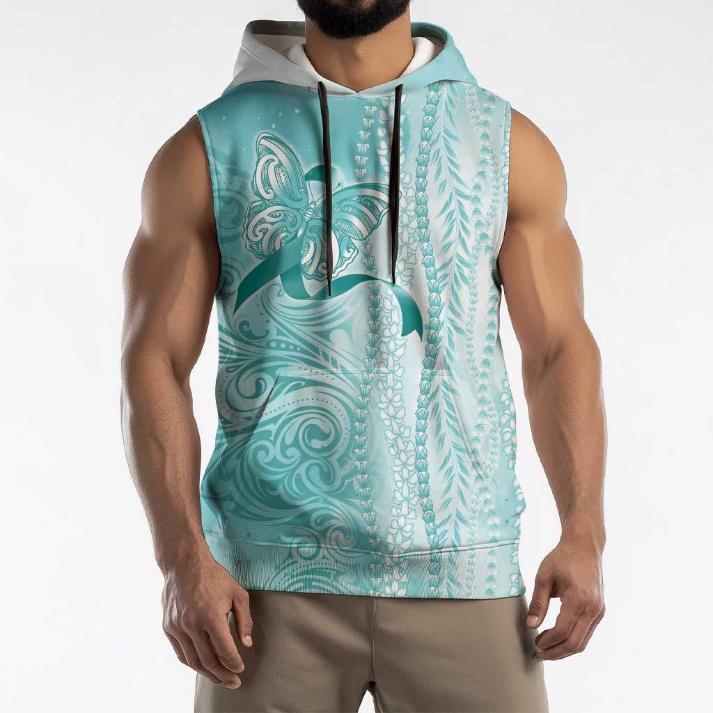 PTSD Awareness Sleeveless Hoodie Maile Pikake Lokelani Crown Flower Lei Inspired LT9 - Polynesian Pride