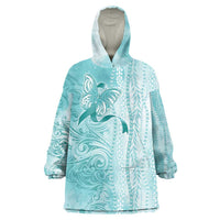 PTSD Awareness Wearable Blanket Hoodie Maile Pikake Lokelani Crown Flower Lei Inspired LT9 One Size Teal - Polynesian Pride