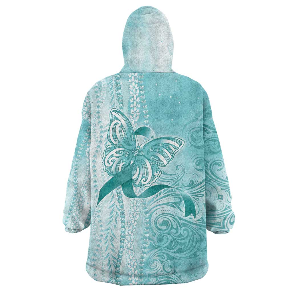 PTSD Awareness Wearable Blanket Hoodie Maile Pikake Lokelani Crown Flower Lei Inspired LT9 - Polynesian Pride