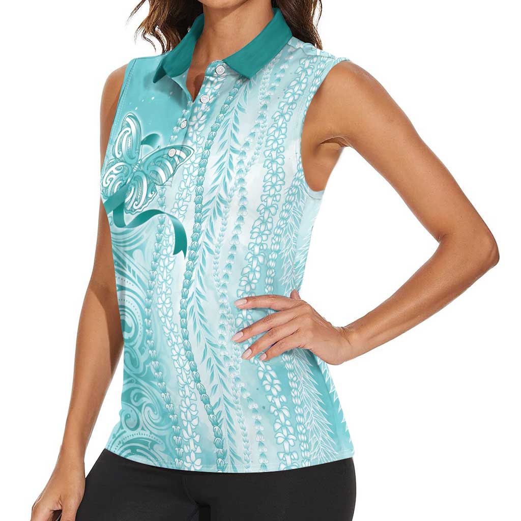 PTSD Awareness Women Sleeveless Polo Shirt Maile Pikake Lokelani Crown Flower Lei Inspired