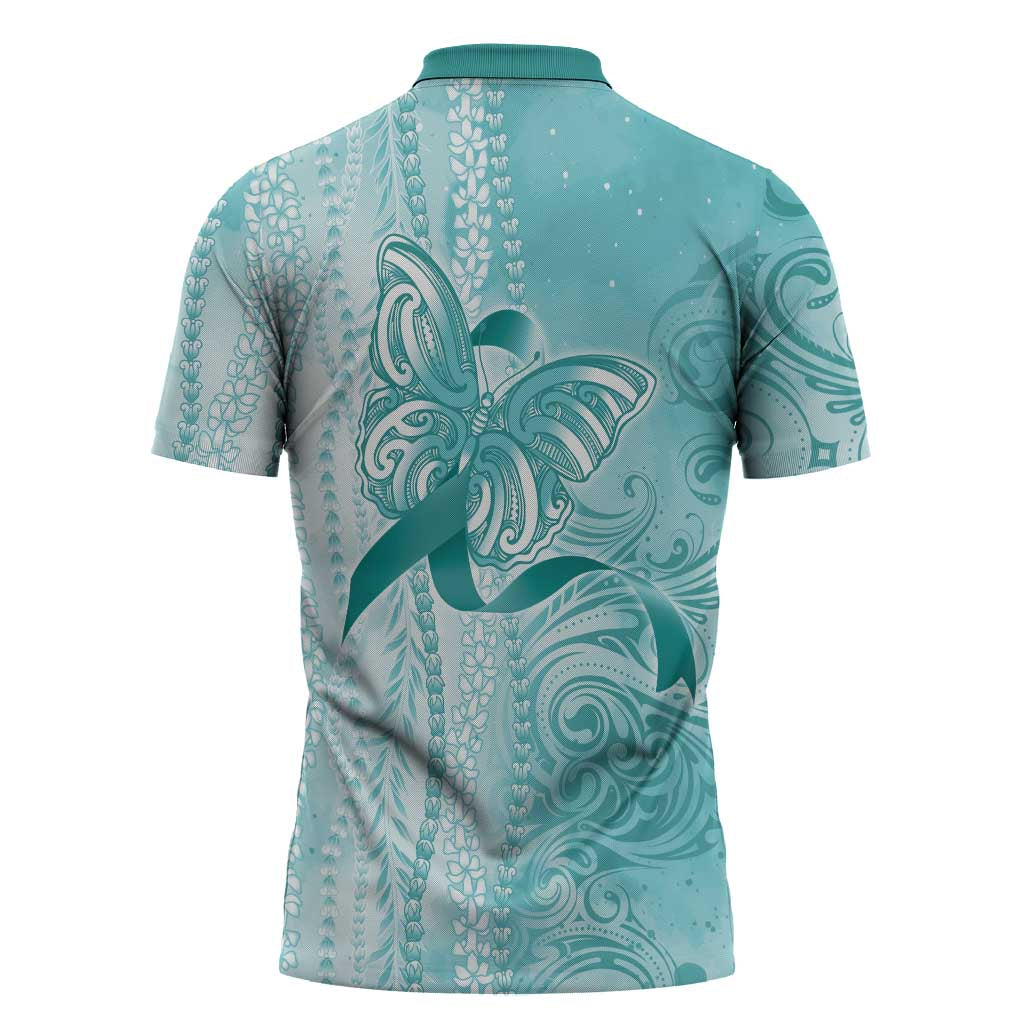 PTSD Awareness Zipper Polo Shirt Maile Pikake Lokelani Crown Flower Lei Inspired LT9 - Polynesian Pride
