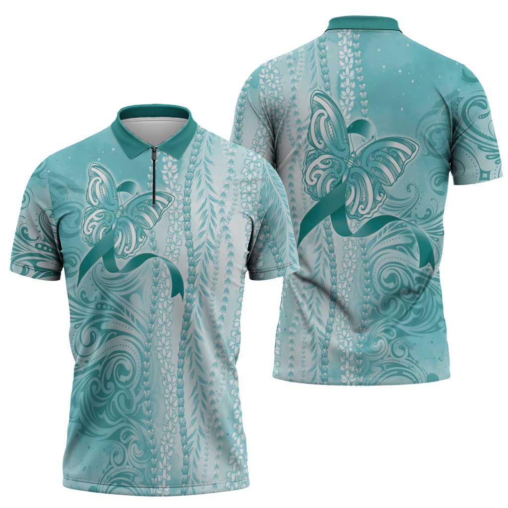 PTSD Awareness Zipper Polo Shirt Maile Pikake Lokelani Crown Flower Lei Inspired LT9 - Polynesian Pride
