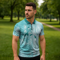 PTSD Awareness Zipper Polo Shirt Maile Pikake Lokelani Crown Flower Lei Inspired LT9 - Polynesian Pride