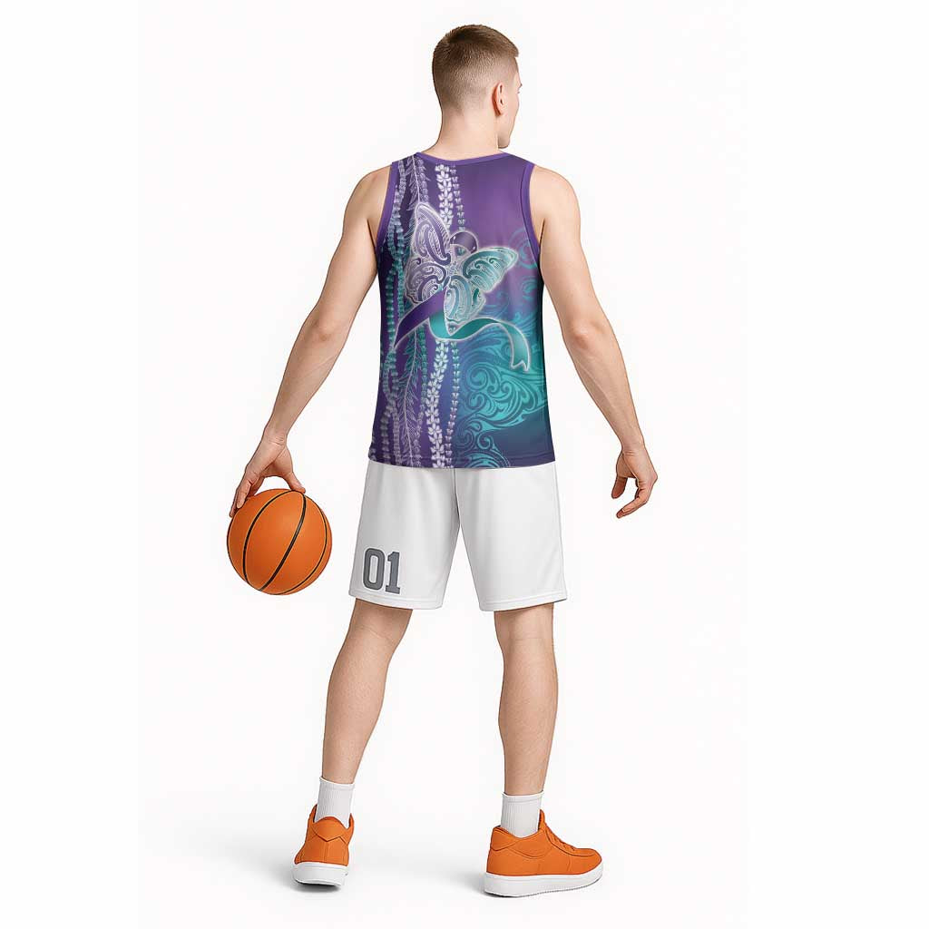 Suicide Prevention Awareness Basketball Jersey Maile Pikake Lokelani Crown Flower Lei Inspired LT9 - Polynesian Pride