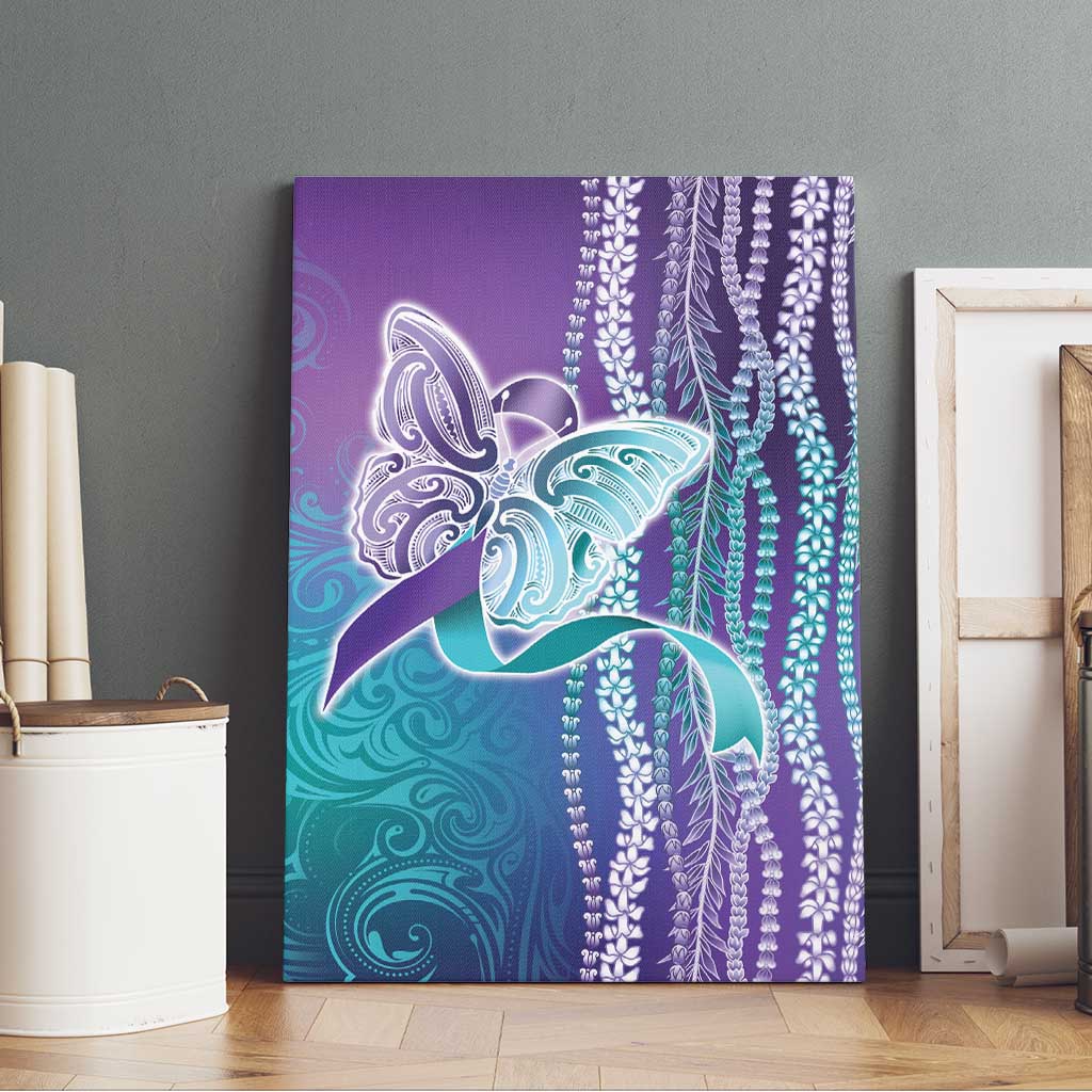 Suicide Prevention Awareness Canvas Wall Art Maile Pikake Lokelani Crown Flower Lei Inspired