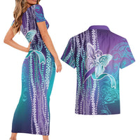 Suicide Prevention Awareness Couples Matching Short Sleeve Bodycon Dress and Hawaiian Shirt Maile Pikake Lokelani Crown Flower Lei Inspired