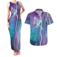 Suicide Prevention Awareness Couples Matching Tank Maxi Dress and Hawaiian Shirt Maile Pikake Lokelani Crown Flower Lei Inspired
