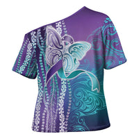 Suicide Prevention Awareness Cross Shoulder Shirt Maile Pikake Lokelani Crown Flower Lei Inspired LT9 - Polynesian Pride