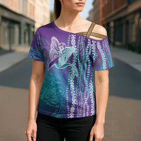 Suicide Prevention Awareness Cross Shoulder Shirt Maile Pikake Lokelani Crown Flower Lei Inspired LT9 - Polynesian Pride