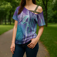 Suicide Prevention Awareness Cross Shoulder Shirt Maile Pikake Lokelani Crown Flower Lei Inspired LT9 - Polynesian Pride