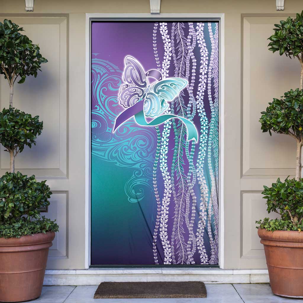 Suicide Prevention Awareness Door Cover Maile Pikake Lokelani Crown Flower Lei Inspired LT9 Multicolor - Polynesian Pride