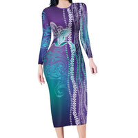 Suicide Prevention Awareness Family Matching Long Sleeve Bodycon Dress and Hawaiian Shirt Maile Pikake Lokelani Crown Flower Lei Inspired