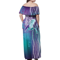Suicide Prevention Awareness Family Matching Off Shoulder Maxi Dress and Hawaiian Shirt Maile Pikake Lokelani Crown Flower Lei Inspired