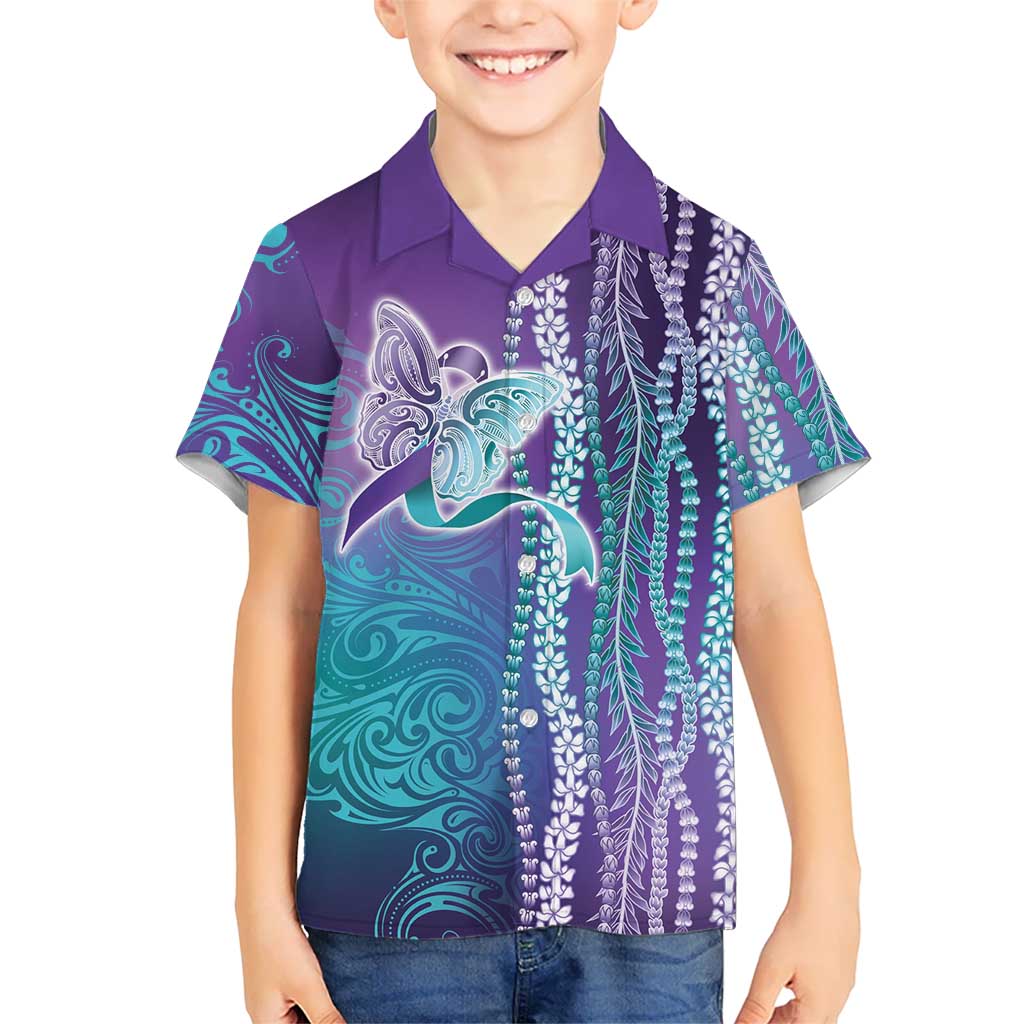 Suicide Prevention Awareness Family Matching Puletasi and Hawaiian Shirt Maile Pikake Lokelani Crown Flower Lei Inspired