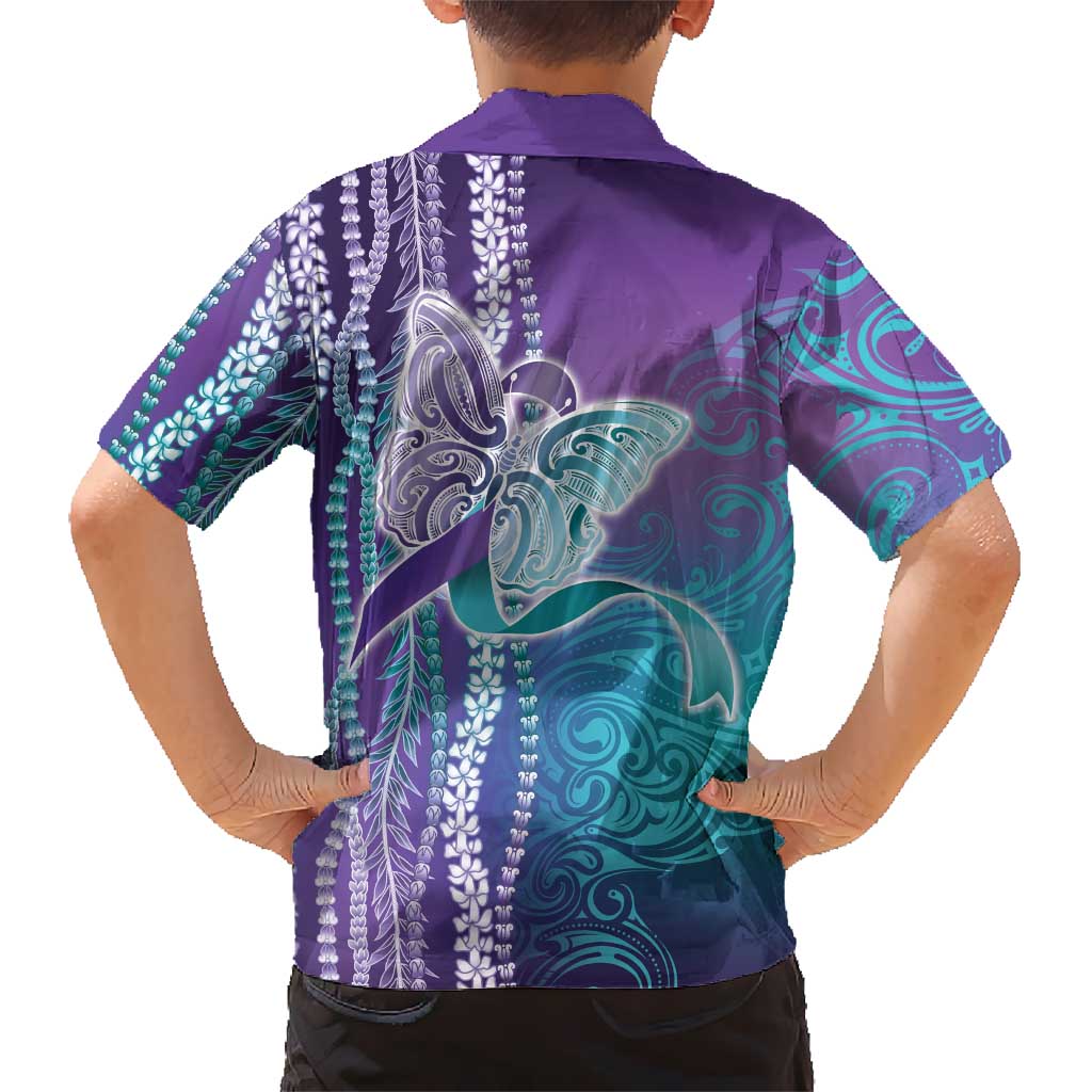 Suicide Prevention Awareness Kid Hawaiian Shirt Maile Pikake Lokelani Crown Flower Lei Inspired