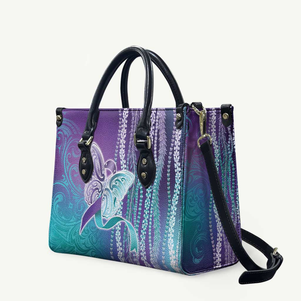 Suicide Prevention Awareness Leather Bag Maile Pikake Lokelani Crown Flower Lei Inspired LT9 Multicolor - Polynesian Pride