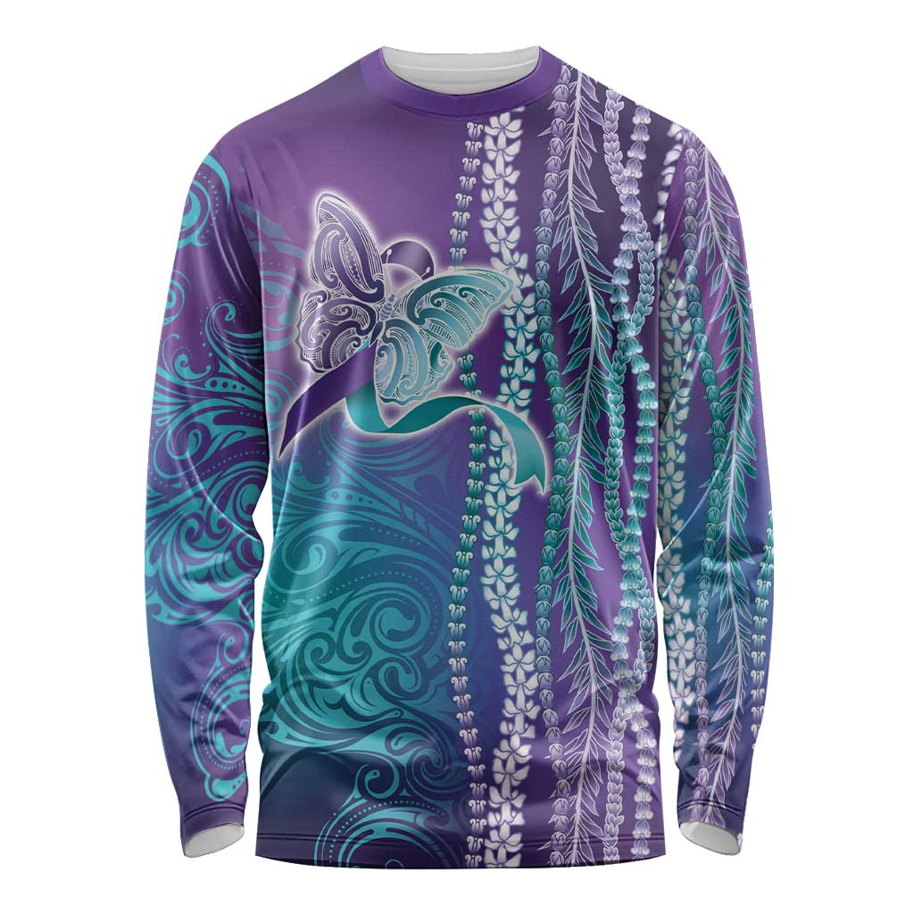 Suicide Prevention Awareness Long Sleeve Shirt Maile Pikake Lokelani Crown Flower Lei Inspired LT9 Unisex Multicolor - Polynesian Pride
