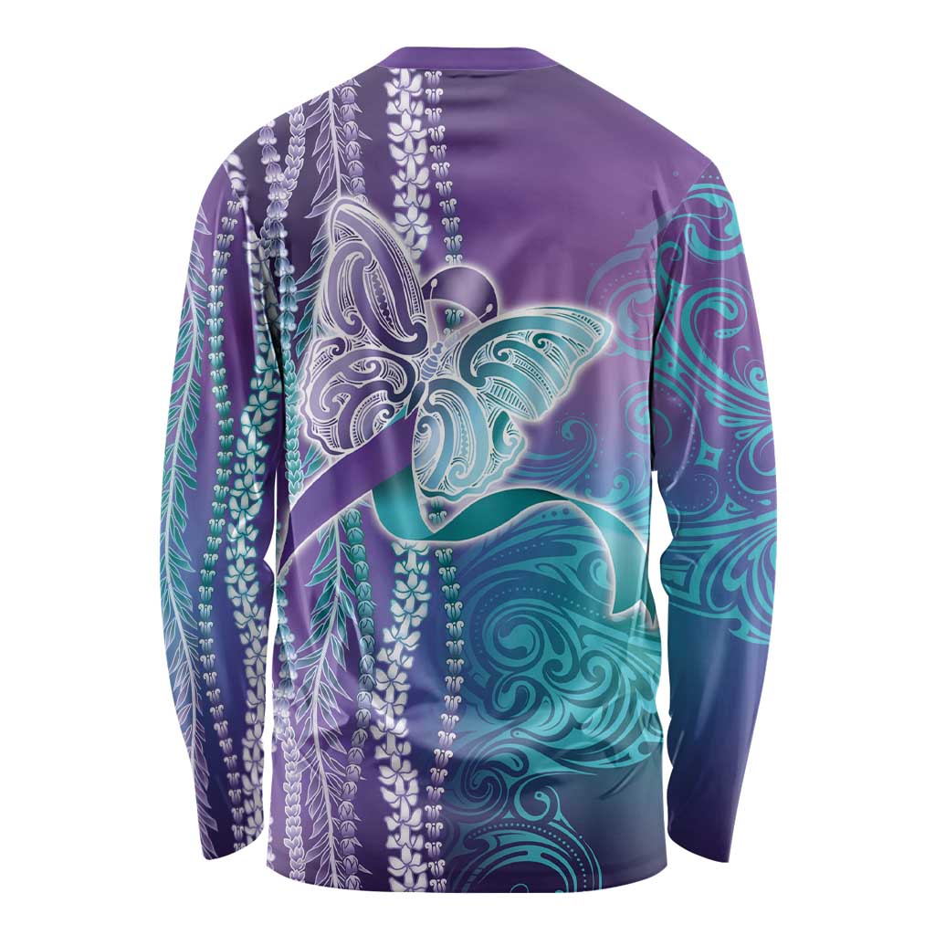 Suicide Prevention Awareness Long Sleeve Shirt Maile Pikake Lokelani Crown Flower Lei Inspired LT9 - Polynesian Pride