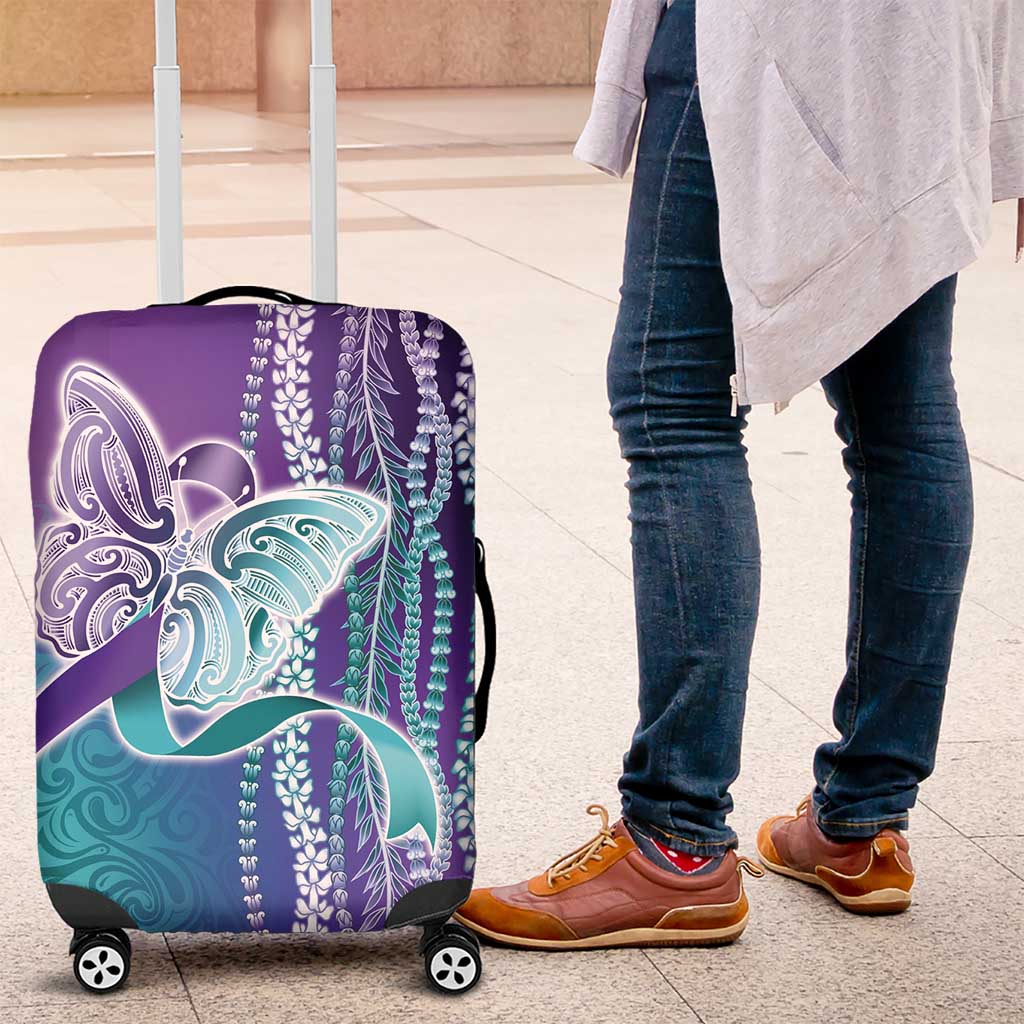 Suicide Prevention Awareness Luggage Cover Maile Pikake Lokelani Crown Flower Lei Inspired LT9 Multicolor - Polynesian Pride