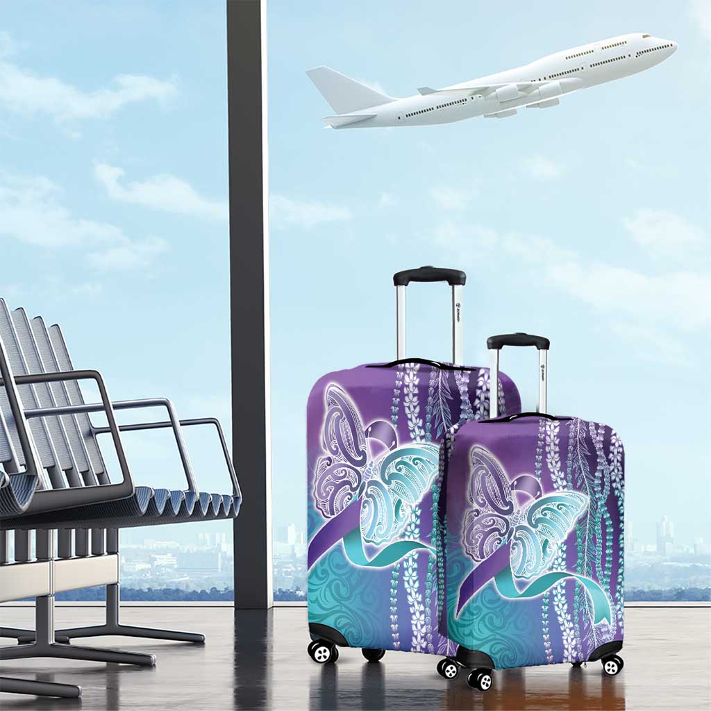 Suicide Prevention Awareness Luggage Cover Maile Pikake Lokelani Crown Flower Lei Inspired LT9 - Polynesian Pride