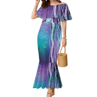 Suicide Prevention Awareness Mermaid Dress Maile Pikake Lokelani Crown Flower Lei Inspired LT9 Women Multicolor - Polynesian Pride