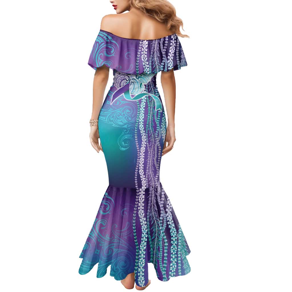Suicide Prevention Awareness Mermaid Dress Maile Pikake Lokelani Crown Flower Lei Inspired LT9 - Polynesian Pride