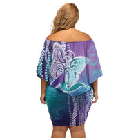 Suicide Prevention Awareness Off Shoulder Short Dress Maile Pikake Lokelani Crown Flower Lei Inspired LT9 - Polynesian Pride