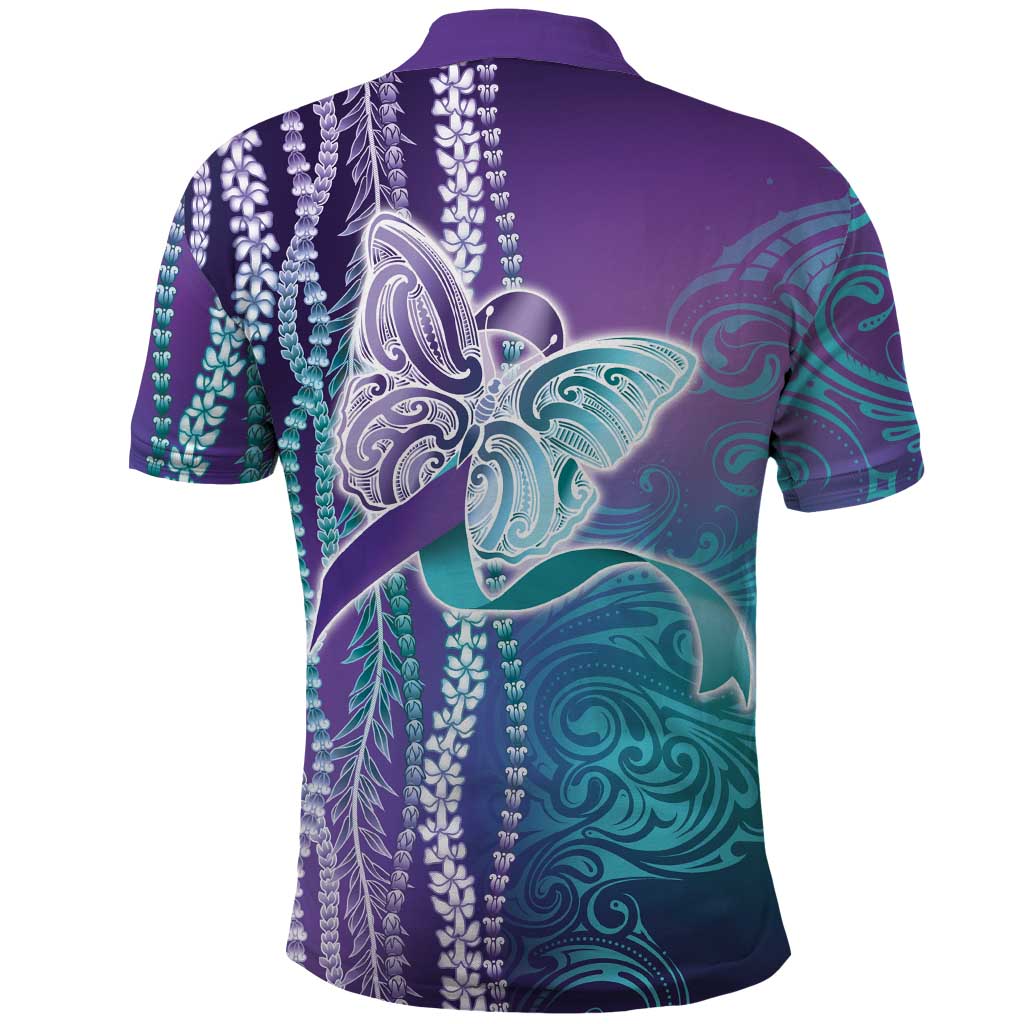 Suicide Prevention Awareness Polo Shirt Maile Pikake Lokelani Crown Flower Lei Inspired