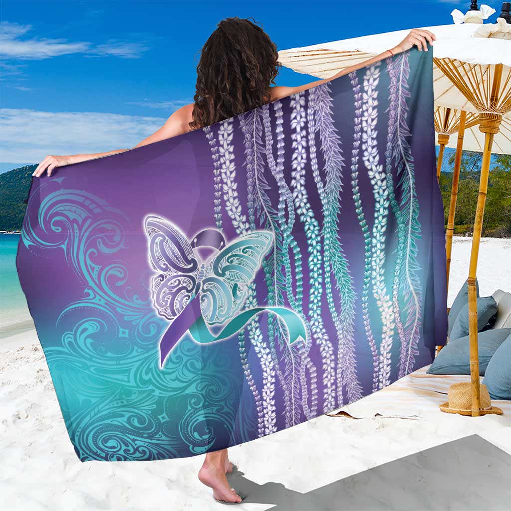 Suicide Prevention Awareness Sarong Maile Pikake Lokelani Crown Flower Lei Inspired LT9 One Size 44 x 66 inches Multicolor - Polynesian Pride