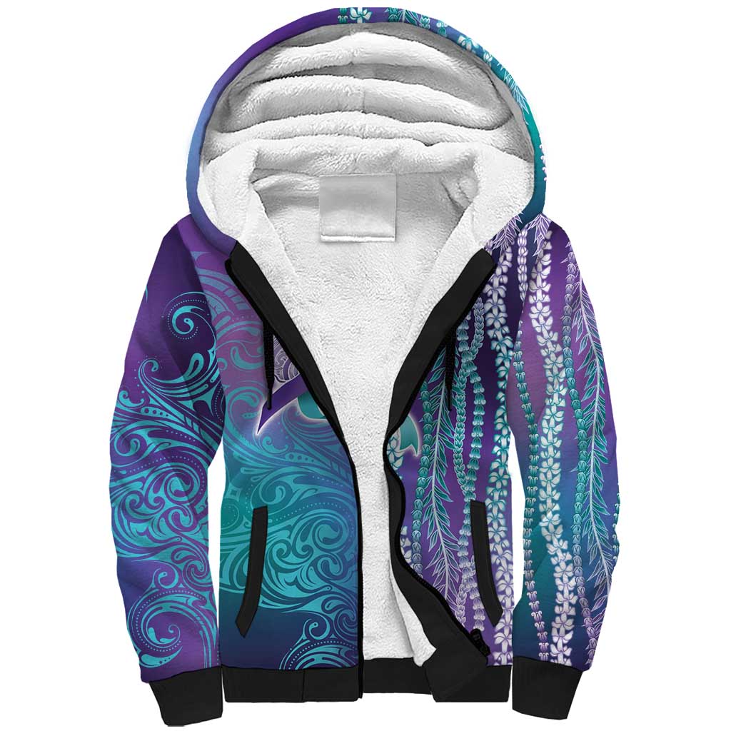 Suicide Prevention Awareness Sherpa Hoodie Maile Pikake Lokelani Crown Flower Lei Inspired LT9 Unisex Multicolor - Polynesian Pride