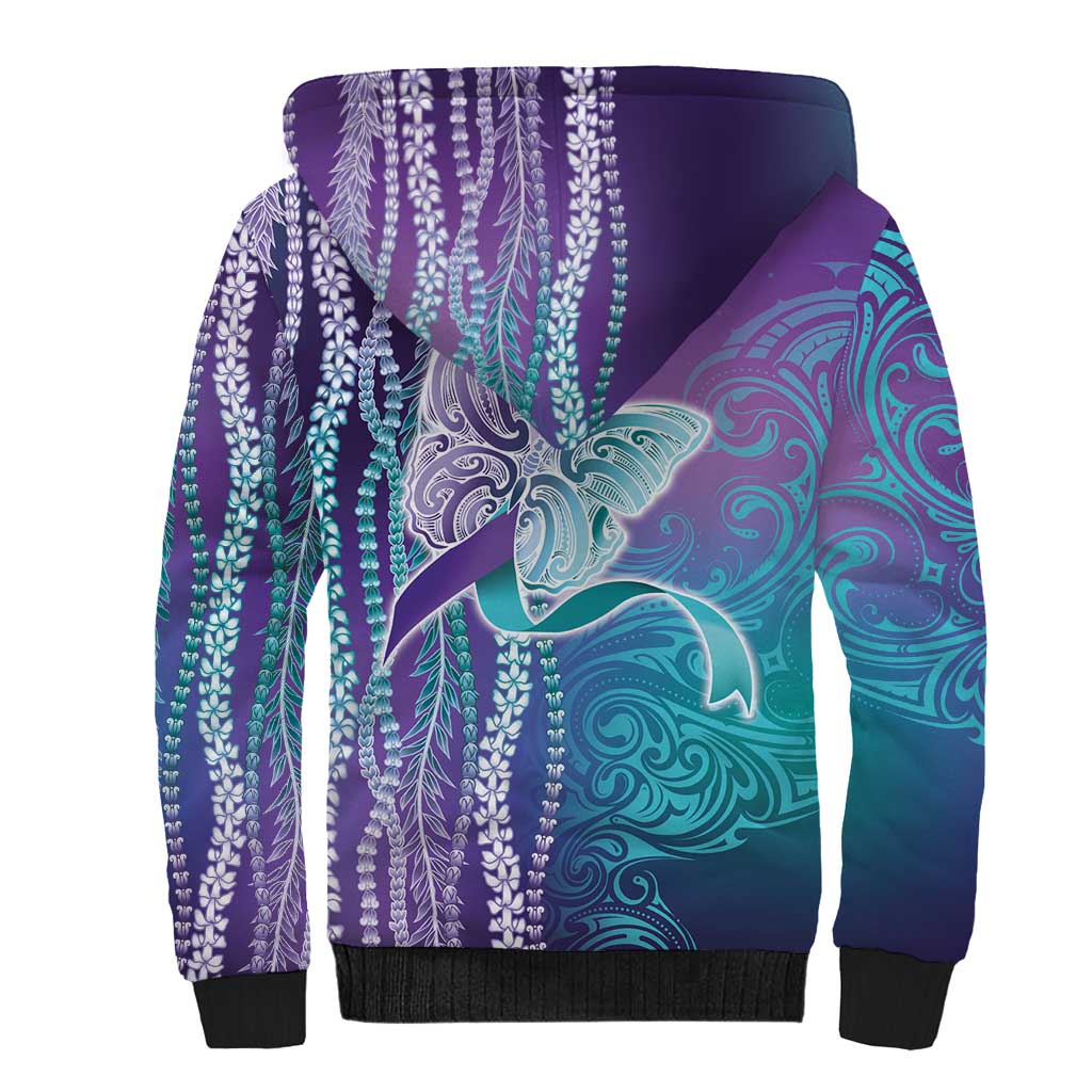 Suicide Prevention Awareness Sherpa Hoodie Maile Pikake Lokelani Crown Flower Lei Inspired LT9 - Polynesian Pride