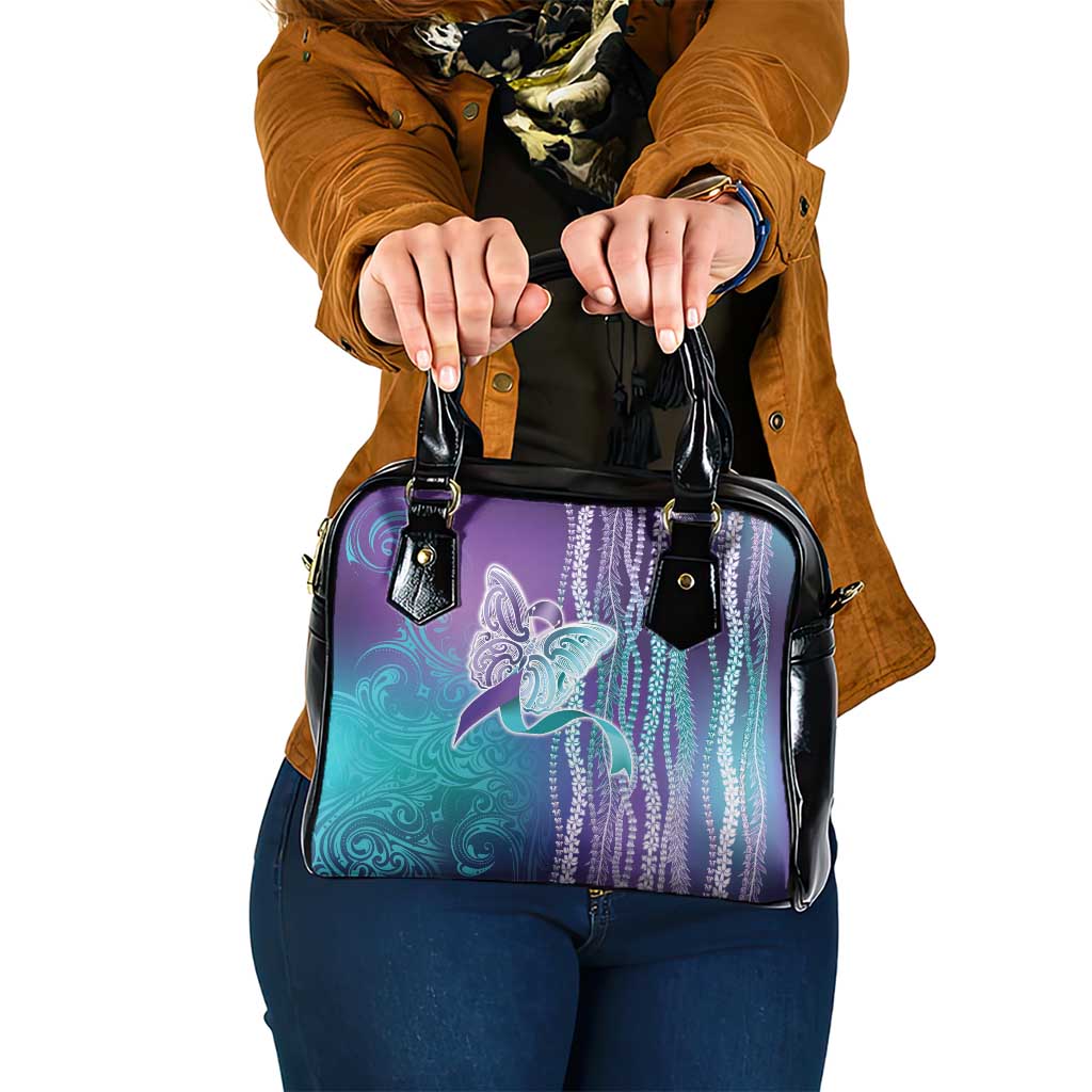 Suicide Prevention Awareness Shoulder Handbag Maile Pikake Lokelani Crown Flower Lei Inspired