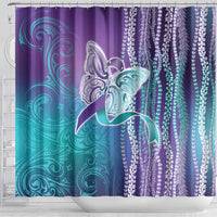 Suicide Prevention Awareness Shower Curtain Maile Pikake Lokelani Crown Flower Lei Inspired