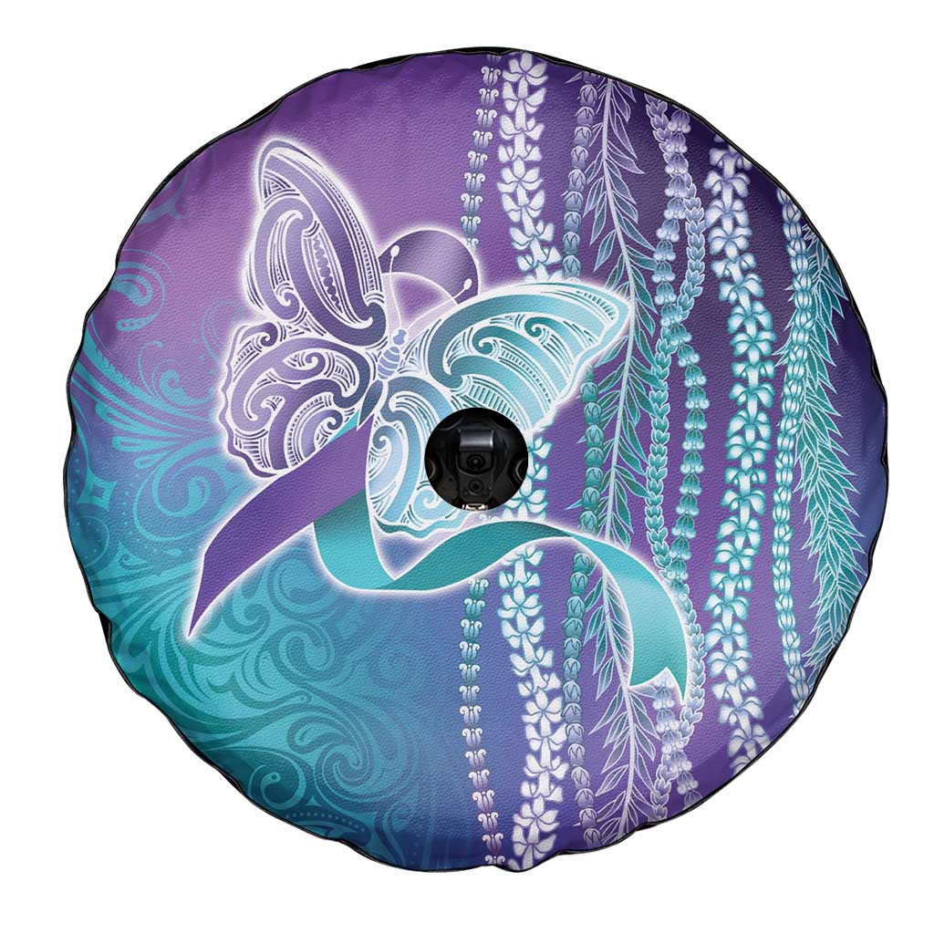 Suicide Prevention Awareness Spare Tire Cover Maile Pikake Lokelani Crown Flower Lei Inspired