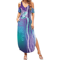 Suicide Prevention Awareness Summer Maxi Dress Maile Pikake Lokelani Crown Flower Lei Inspired LT9 Women Multicolor - Polynesian Pride