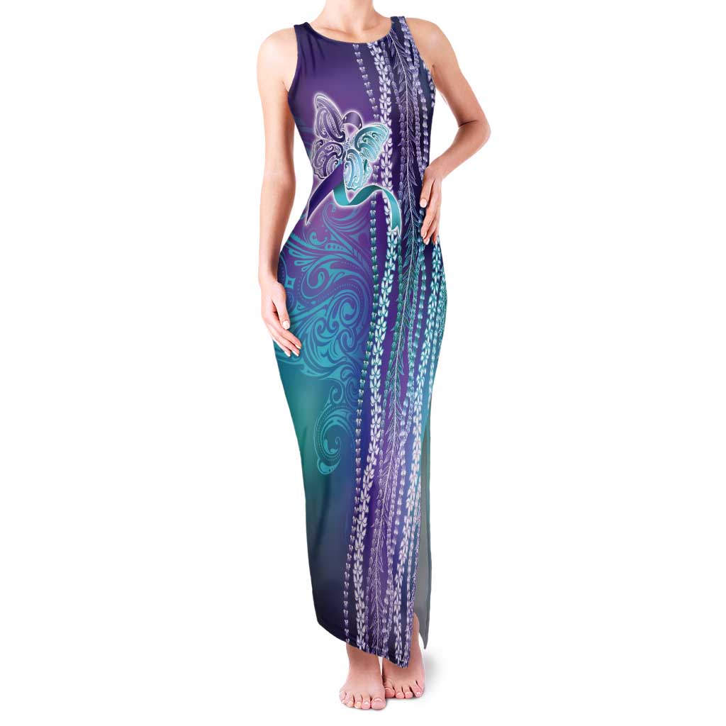 Suicide Prevention Awareness Tank Maxi Dress Maile Pikake Lokelani Crown Flower Lei Inspired