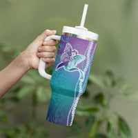 Suicide Prevention Awareness Tumbler With Handle Maile Pikake Lokelani Crown Flower Lei Inspired