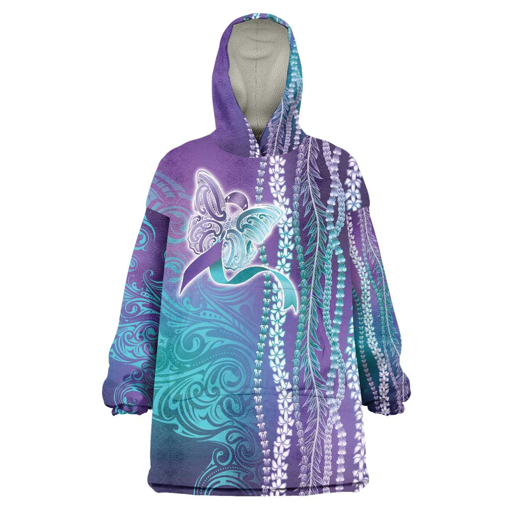 Suicide Prevention Awareness Wearable Blanket Hoodie Maile Pikake Lokelani Crown Flower Lei Inspired