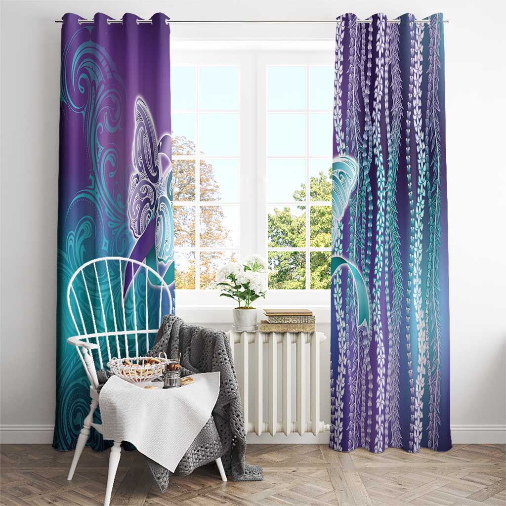 Suicide Prevention Awareness Window Curtain Maile Pikake Lokelani Crown Flower Lei Inspired