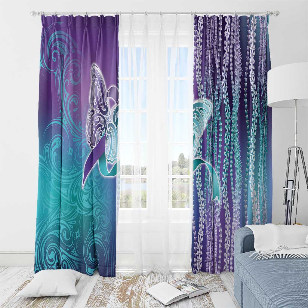 Suicide Prevention Awareness Window Curtain Maile Pikake Lokelani Crown Flower Lei Inspired