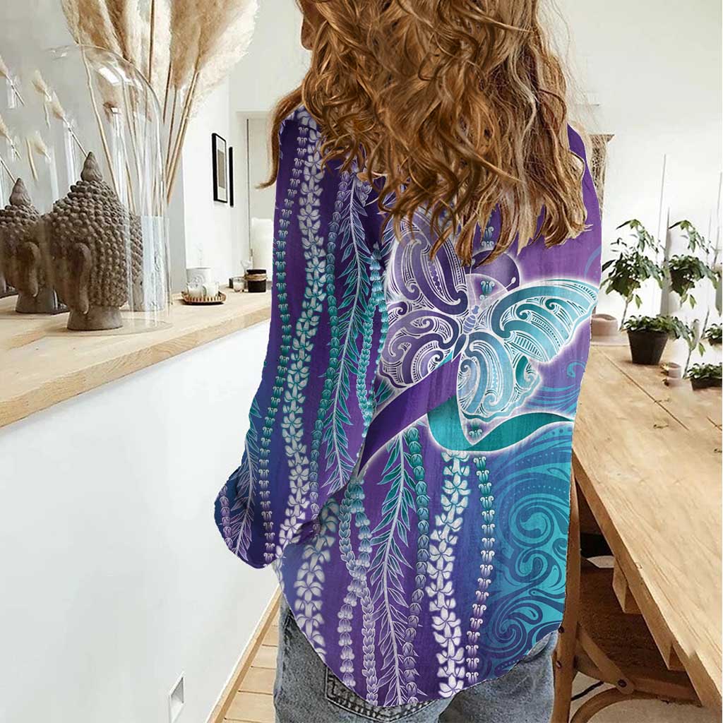 Suicide Prevention Awareness Women Casual Shirt Maile Pikake Lokelani Crown Flower Lei Inspired